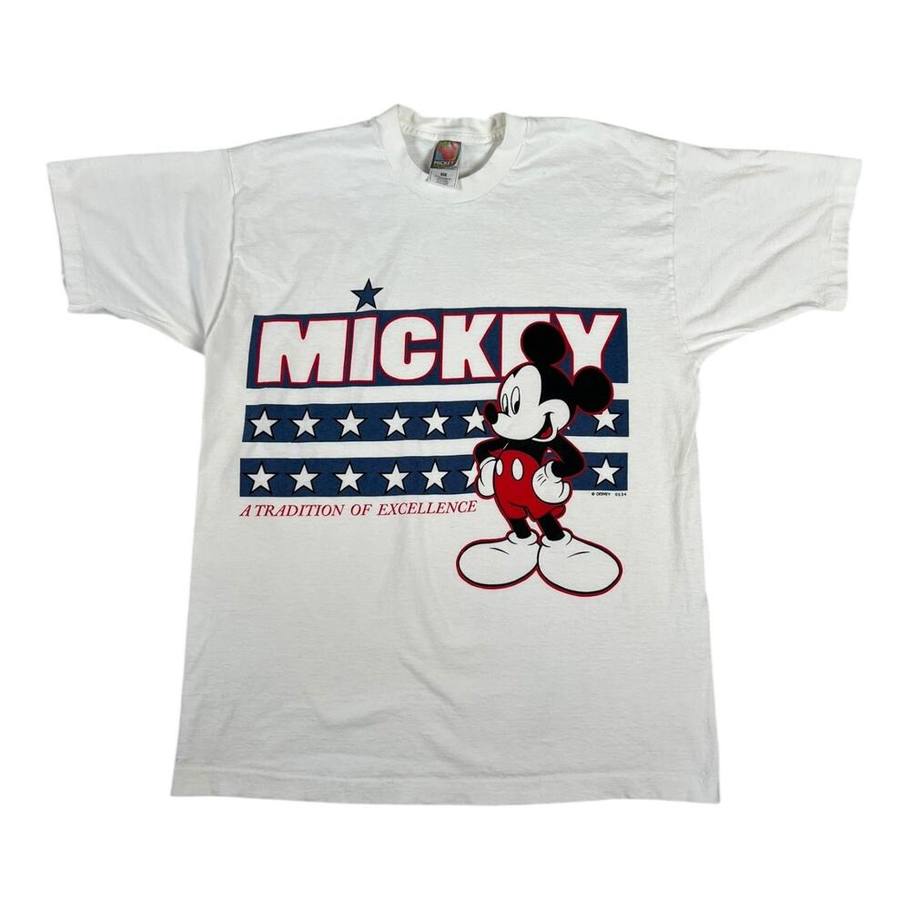 Vintage Mickey Unlimited T-Shirt Mens XL White Single Stitch USA Stars Patriotic